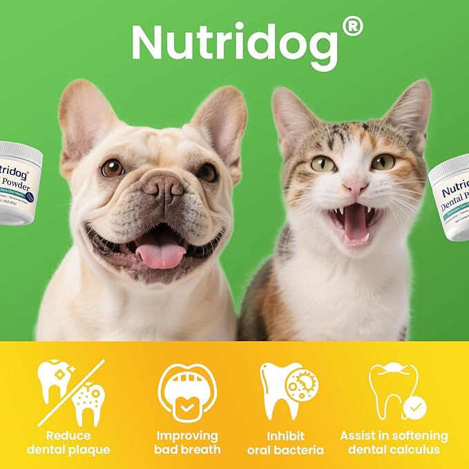 Dog Dental Powder with Probiotics & Brown Algae – Advanced Plaque Remover for Dogs, Teeth Cleaning Formula to Reduce Tartar & Freshen Breath, 90g Pet Dental Care Supplement (90, Grams)