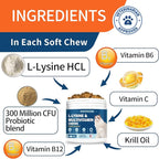 L-Lysine Supplement for Cats, Cat Vitamins for Sneezing, Runny Nose, Cold, Immune Support, Eye Function and Respiratory Health, Natural Lysine Cat Treats (120 Chews, Tuna)