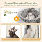 Globlazer Cat Tower for Indoor Cats, 52in Multi-Level Heavy Duty Cat Tower with 4 Scratching Posts, Ladder, Sturdy Cat Tree with 3 Cat Condos for Adult Cats Kittens, Hanging Basket, F52B, Light Grey