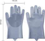 Pet Grooming Gloves，Heat-Resistant Silicone Gloves with High-Density Teeth for Enhanced Massaging and Bathing of Dogs and Cats (Gray, 2 Pair)