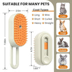 4 in 1 Cat Steam Brush for Shedding, Rechargeable Steam Brush with Foldable Handle, for Cats and Dogs Massaging and Cleaning, Multifunctional Hair Removal Comb (Cream)