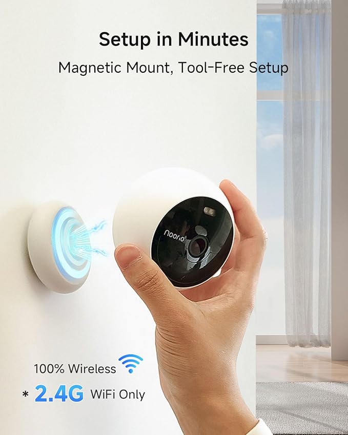 Noorio Solar Security Cameras Wireless Outdoor, 1080P Battery Powered Magnetic Outdoor Camera with AI Motion Detection, 2.4G WiFi Home Security Camera Color Night Vision, 32GB Local Storage