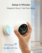 Noorio Solar Security Cameras Wireless Outdoor, 1080P Battery Powered Magnetic Outdoor Camera with AI Motion Detection, 2.4G WiFi Home Security Camera Color Night Vision, 32GB Local Storage