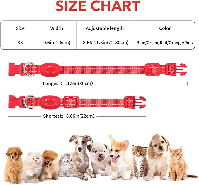 Light Up Dog Collar for Small Dogs - Rechargeable LED Cat Collar, Adjustable Reflective Puppy Collar Glowing Safety Dog Lights for Night Walking (Red)