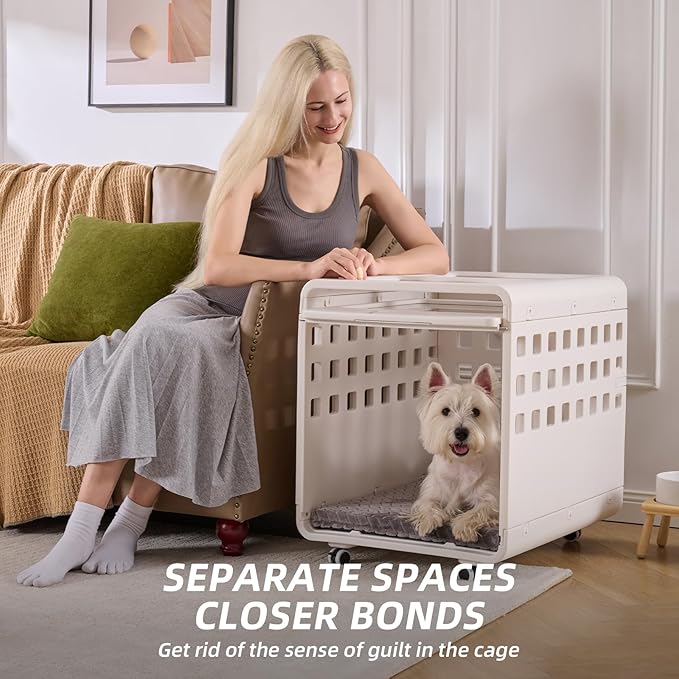 Foldable Dog Crate Furniture，Acrylic Dog Cage End Table, for Small/Medium Dogs,Durable Dog cage with Movable and Modular Design - Safe, Stylish and Convenient