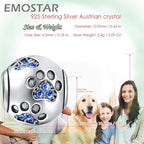 EMOSTAR Dog Paw Print Charms with Various Birthstone Crystals, 925 Sterling Silver Pawprint Beads for 3mm Snake Chain, Pet Lover Gifts for European Women Bracelet