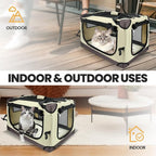 Large Cat Carrier for Car Travel, Soft Sided Collapsible Pet Carrier for Outdoor and Indoor Uses, Roomy Extra Large Cat Carrier for 2 Kittens or Puppies Up to 50lbs (Brown)