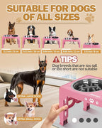 Elevated Dog Bowls, Dog Feeder with 2 Stainless Steel Dishes &1 Slow Feeder Bowl, 5 Heights Adjustable Raised Stand for Medium Large, Food Dishes with Non-Slip Feet