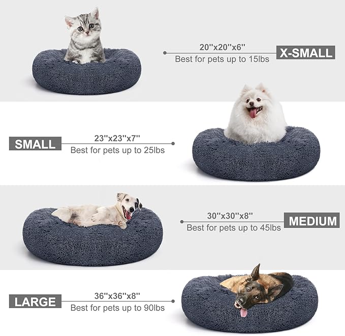 MIXJOY Orthopedic Dog Bed Comfortable Donut Cuddler Round Pet Beds Ultra Soft Washable Dog and Cat Cushion Bed (20''/23''/30'') (23'', Grey-Blue)