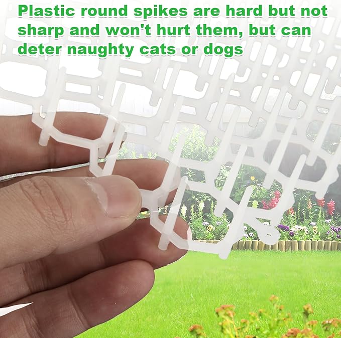 16PCS Cat Scat Mat 16x11 Cat Spike Keep Cats Out of Yard Permanently, Scat Mat with Spiked Outdoor Garden Indoor Furniture, Plastic Anti Digging for Dogs Deterrent, White Cat Deterrent for Counter