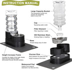 RIZZARI Large Water Dispenser for Dogs: 8L Gravity Black Automatic Stainless Steel Waterer - 100% BPA Free - Raised Pet Feeder for Pet Dogs Indoor/Outdoor