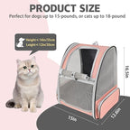 Cat Backpack Carrier,Pet Carrier Airline Approved for Small Dog Cat Puppy Kitten Bunny,Ventilated Mesh Design Animal Backpack for Hiking Camping Travel Bag (Pink)