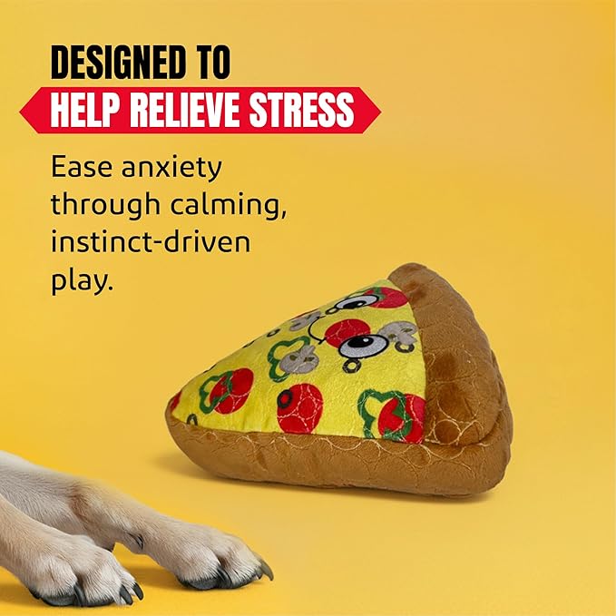 Bite Force -Durable & Strong Dog Toy Pizza Slice with Squeaker, Kevlar-Reinforced for Aggressive Chewers for Small Medium Large Dogs - Yellow.