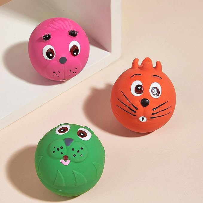 3PCS 2.4'' Squeak Latex Puppy Toy Funny Animal Sets Pet Interactive Play for Small Dog Assorted Color
