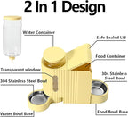 Automatic Cat Food Feeder and Water Dispenser,2 in 1 Gravity Cat Feeder and Water Dispenser with Stainless Steel Bowl,2 Pack Large Capacity Self Feeding for Small Medium Pets Puppy Kitten