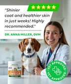 BARK&SPARK Advanced Omega-3 Collagen for Dogs - 180 Fish & Salmon Oil Treats for Dog Shedding, Skin Allergy Chews, Itch Relief, Hot Spots Treatment - Jointm Skin & Coat Supplement, EPA&DHA Fatty Acids