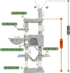 Cat Tree, Multi-Level Cat Tower for Indoor Cats, Cat Condo with Cat Scratching Post and Board, Cat Hammock, Light Gray GCT011W