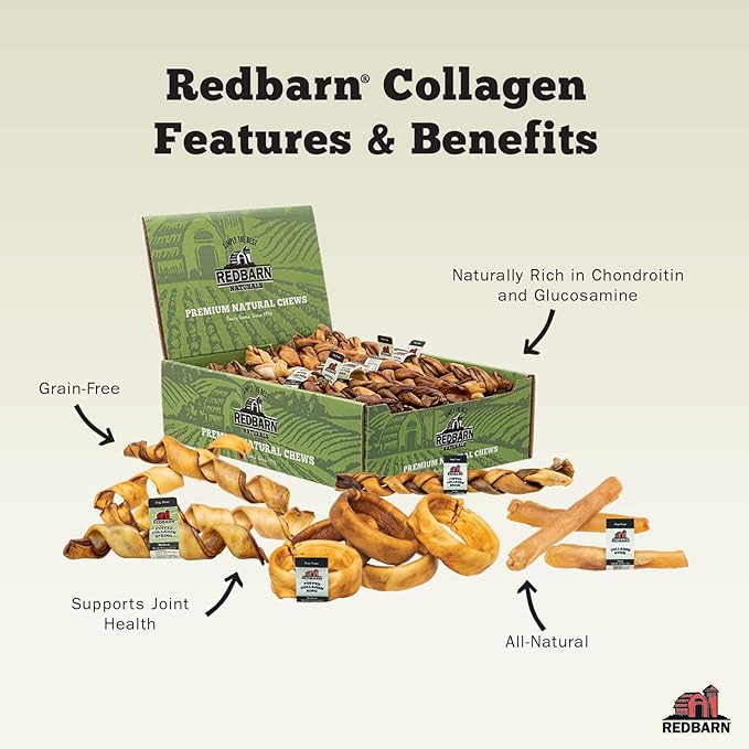 Redbarn Pet Products Natural Small Collagen Sticks for Dogs - Long Lasting Alternative to Traditional Rawhide & Bully - Supports Joint, Skin, & Coat Health - Case of 25