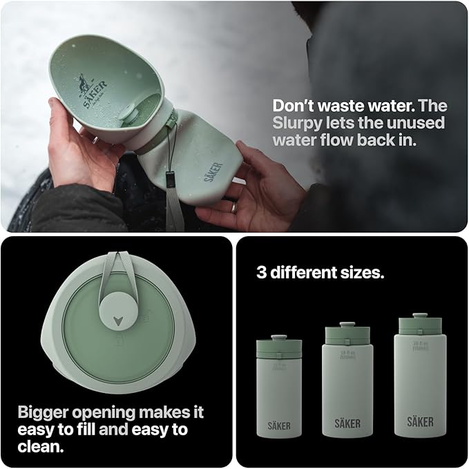 SÄKER Portable Dog Water Bottle, Collapsible Water Bottle for Dogs Perfect for Walking, Hiking and Outdoors | Works as a Portable Water Bowl | Designed in Montreal - 750ml