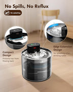 Pumpless Cat Water Fountain, Cordless Cat Fountain Battery Operated, 3.5L/119oz Pet Water Fountain with Stainless Steel Tray, Motion Sensor Cat & Dog Water Bowl Dispenser - with 3 Sets Filter