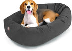 Majestic Pet 32 Inch Suede Shredded Memory Foam Mix Calming Medium Dog Bed Washable 32 x 23 x 7 (Inch) - Cozy Soft Round Donut Dog Bed with Spine for Head Support - Pet Bed Gray