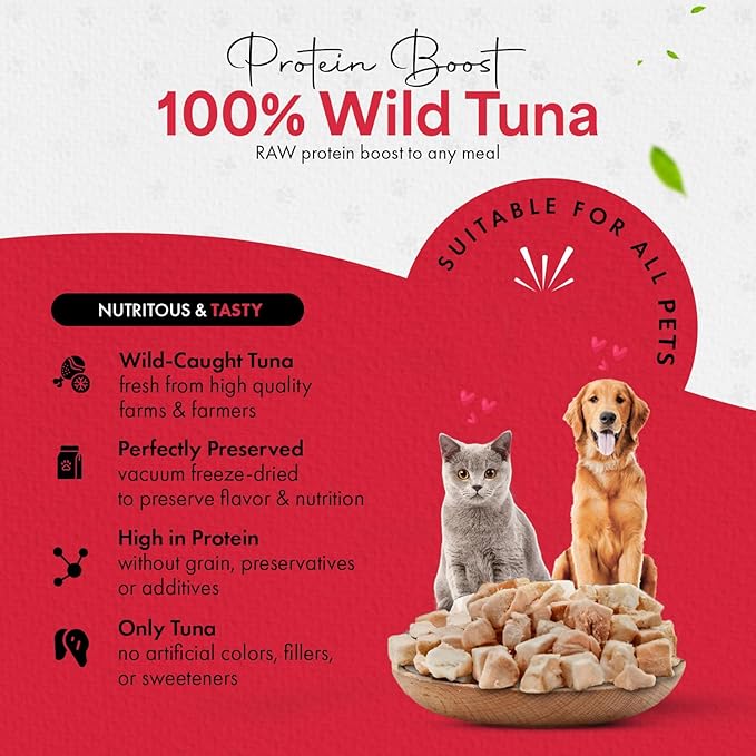 Freeze Dried Tuna Treats for Cats and Dogs + Training Waffle Treats - Healthy, Tasty, Dry Food for Indoor Cats, Kittens, Dogs - Inspected & Tested in USA