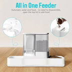 Automatic Small Pet Feeder and Water Dispenser, 2 in 1 Gravity Cat Auto Cat Small Medium Dog Feeder and Waterer Set Dish for Puppy Kitten Pets (White)