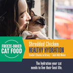 Whole Life Cat Freeze Dried Cat Food - Human-Grade Wet Food Toppers & Complement, Natural Broth, Hydrating Snacks, Lickable Treats, Just Add Water – Shredded Chicken, 3 Oz
