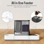 Automatic Small Pet Feeder and Water Dispenser, 2 in 1 Gravity Cat Auto Cat Small Medium Dog Feeder and Waterer Set Dish for Puppy Kitten Pets (Grey)