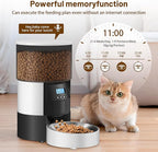 Automatic Cat Feeder, 3L Timed Dog Food Dispenser, Auto Dry Food Feeders for Pets, Programmable Portion Control, 4 Meals/Day, Dual Power Supply, 10s Voice Recorder (White and Black - Basic)