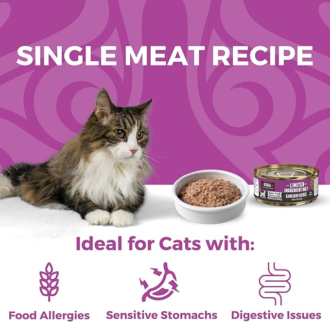 KOHA Limited Ingredient Diet Kangaroo Pate for Cats - Single Meat Cat Food for Sensitive Stomachs - Pate Kangaroo Cat Food with No Fillers, 5.5 oz - Trial Pack (3 Cans)