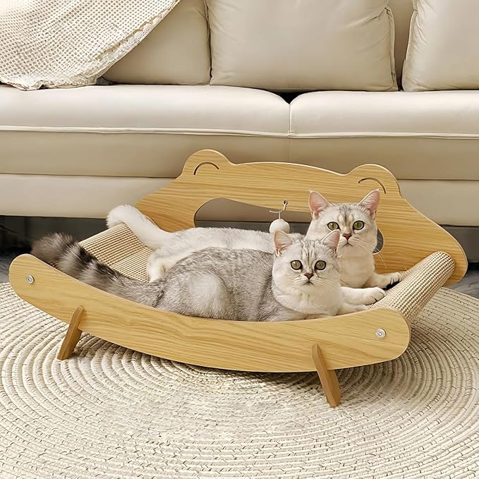 Extra Large Cat Scratcher Bed Lounge for Indoor Cats – Sisal Giant Curved Scratch Pad, Cat Lounger Couch Chair, Kitty Scratching Post and Hammock, Feline Furniture, Play Board for Kittens (X-Large)