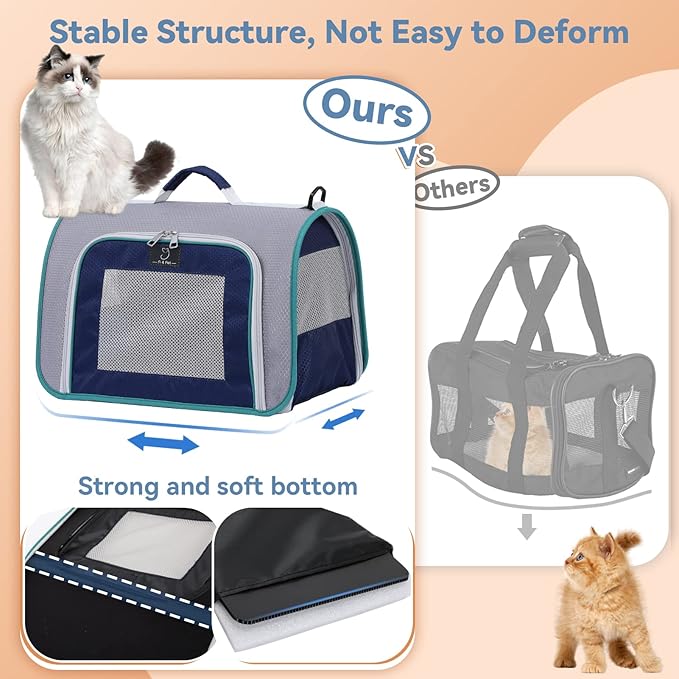 A4Pet Airline Approved Pet Carrier, Suitable for Cats, Puppies for Under 18 lbs, Soft Sided Puppy Carrier, Easy On The Go, Easy to Stow, 17.0 x 11 x 11,Grey & Green