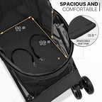 MoNiBloom 4 Wheels Pet Stroller, Easy-Fold Puppy Cage Jogger Stroller with Sun Cover, Pad and Rear Storage Bag, Breathable and Visible Mesh for Small/Medium Pets up to 22 lbs, Black