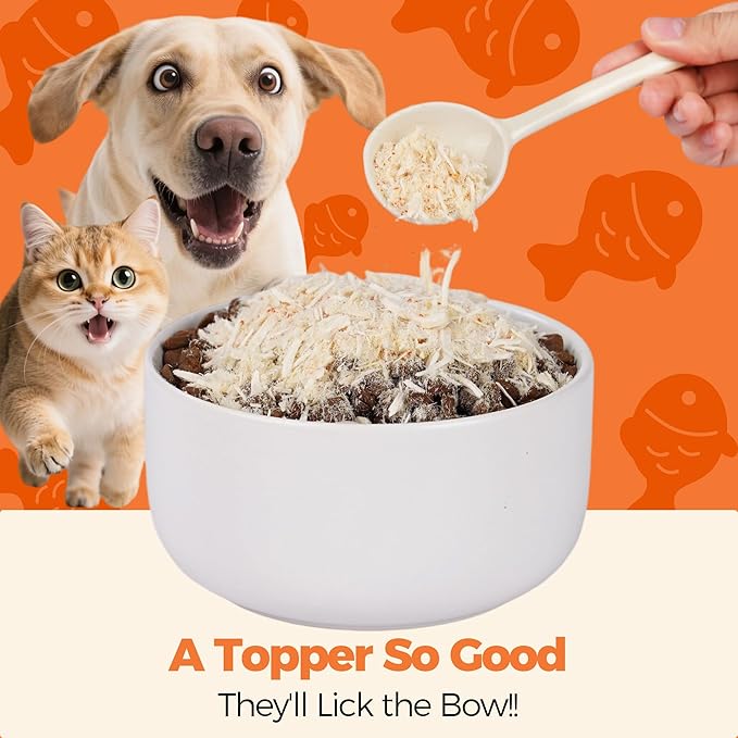 Wellix Dog & Cat Food Topper - Salmon Roe Treats Freeze Dried Egg Yolk & Chicken Flavor Low Calorie - Antioxidant and Skin & Coat Support - Healthy Cat Treats for Indoor Cats