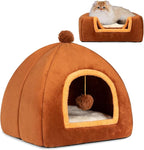 Cat Bed Cave for Indoor Cats,Cat House Tent Bed with Removable Washable Cushioned Pillow, 2-in-1 Kitten Beds for Indoor Kittens,Pet Bed