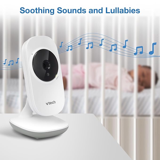VTech VM819 Baby Monitor with Camera and Audio, 2.8” Screen Portable Baby Camera, Night Vision, 2-Way Audio, Temperature Sensor and Lullabies, Secure Transmission No WiFi, Ideal for Baby/Elderly/Pet