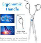 JASON 7 Inch 21-Teeth Chunkers Shears for Dogs, Ergonomic Cats Grooming Texturizing Blending Thinning Shears Pets Trimming Kit with Offset Handle, Sharp, Comfortable Shear