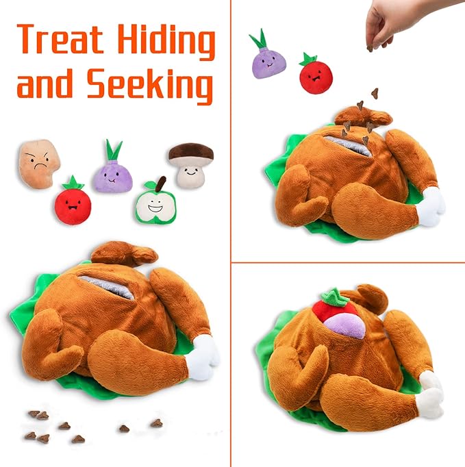 Hide and Seek Dog Toys, Turkey Squeaky Interactive Puzzle Dog Toys for Boredom and Stimulation, Dog Enrichment Toys for Small and Medium Dogs