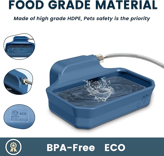 Automatic Water Dispenser for Dogs/Cats, 1 Gallon Auto-Fill Dog Water Bowl Dispenser for Indoor/Outdoor, Large Water Feeder for Pets/Livestock, BPA-Free, Wide Mouth, Fits GHT 3/4" Faucet, Blue