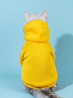 QWINEE Basic Dog Hoodie Sweatshirt Puppy Sweater Warm Cat Costumes Pet Clothes for Chihuahua Puppy Kitten Small Medium Dogs Yellow Small
