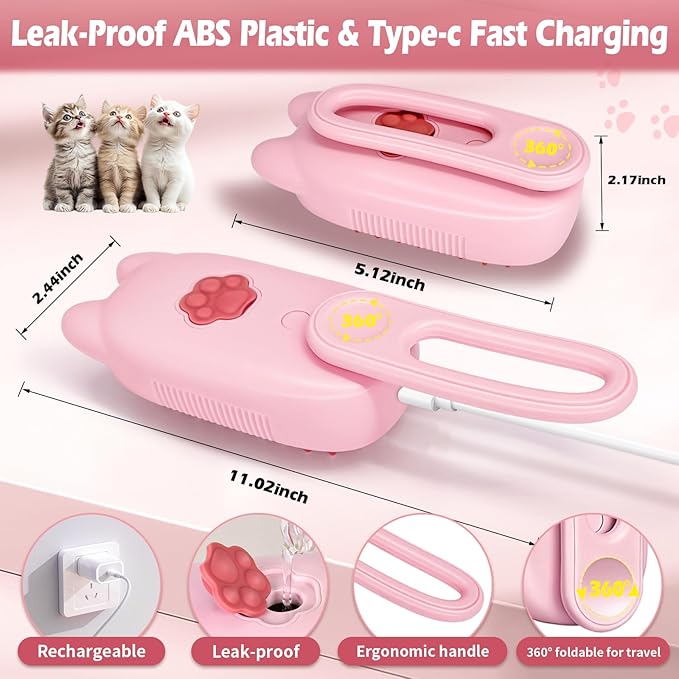 Cat Steam Brush for Dog & Cat, Spritz Defur Comb 3 in 1 Pet Rechargeable Steam Brush Tool for Long and Short Haired Cats and Dogs, Anti-Static, Shedding, Detangling, Massage & Combing (pink)