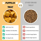 Puppyluv Treat - Freeze Dried Salmon Dog & Cat Treats, Wild Caught, Single Ingredient, Natural High Protein & Fish Oil, Grain Free Gluten Free, 3.2oz