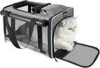 Cat Carrier American, United, Delta Airline Approved/Soft-Sided Pet Travel Bag for Medium Cat 15+ lbs Small Dog Traveling Crate Under 15 Pounds TSA Approved Carrying Cage Underseat Cabin Gray
