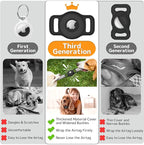 Airtag Dog Collar Holder: 3 Pack Soft Silicone Air Tag Holder for Pet Dogs Cats Collar, Sturdy AirTag Dog Tracker Protective Case, Pet Friendly Accessories Compatible with Apple Airtag, Black