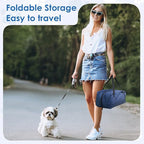 Soft Collapsible Dog Crate - 24 inch Portable Travel Puppy Crate for Small Pets or 2 Cats, Pet Carrier with 4 Mesh Doors, Car Kennel for Dogs with Handle for Indoor and Outdoor, Bule