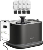 PETLIBRO Upgrade Cat Water Fountain + 4 Packs Genuine Cat Fountain Filter Replacement, Dockstream 2 Smart App Monitoring 5G WiFi Auto Cat Fountain Stainless Steel Tray for Drinking, 3L/101oz