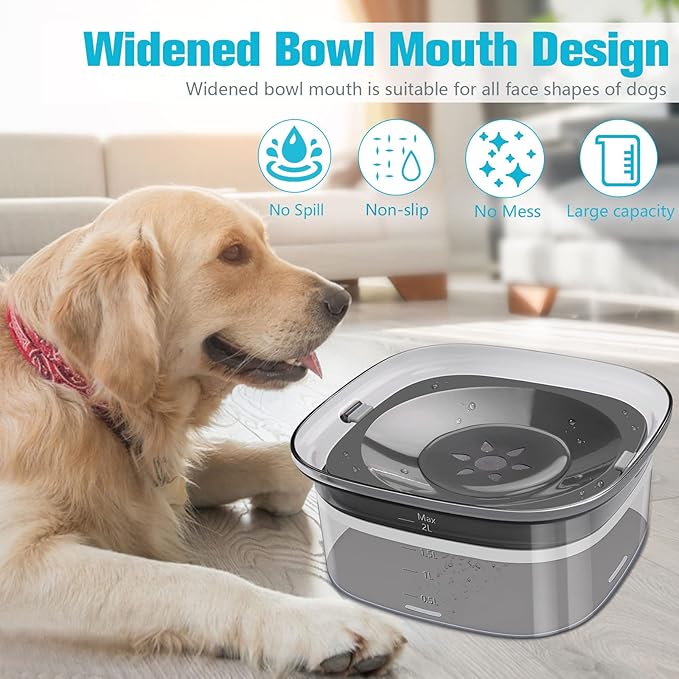 UPSKY 70oz Dog Water Bowl 2L No Spill Dog Bowl Large Capacity Spill Proof Slow Water Feeder, No Splash Dog Bowl Pet Water Dispenser Vehicle Carried Travel Slow Drinking Bowl for Messy Drinkers, Cats