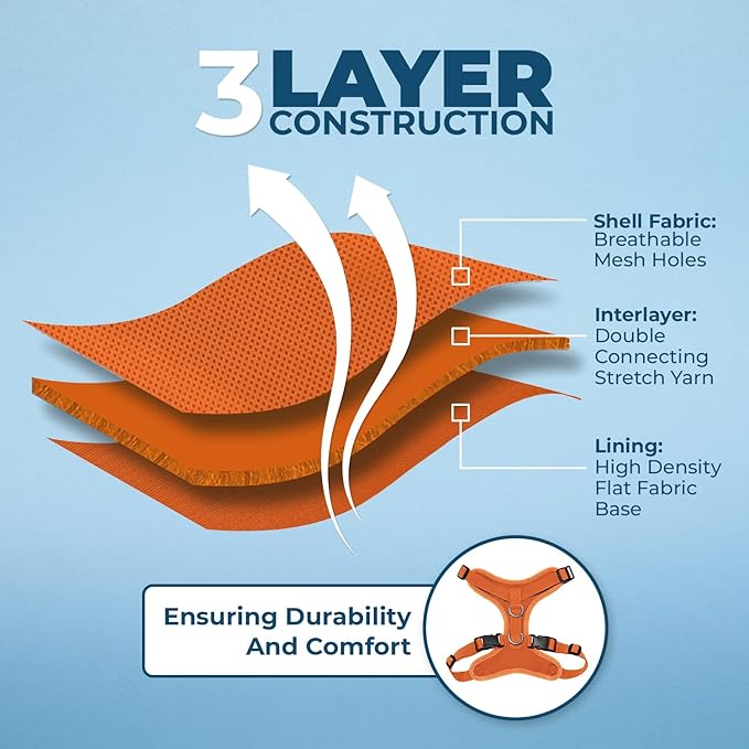 Voyager Escape-Proof Step-in Lock Cat Harness & 5ft Neoprene-Handle Leash Set All-Weather Mesh with Reflective Stitching for Small to Large Cats by Best Pet Supplies, Orange, XXS