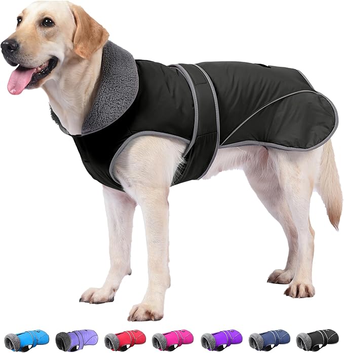 Dogcheer Dog Coat, Christmas Dog Jacket Waterproof Puppy Winter Coat for Cold Weather, Reflective Adjustable Pet Snow Jacket Warm Turtleneck Fleece Sweater for Small Medium Large Dogs - Black, M